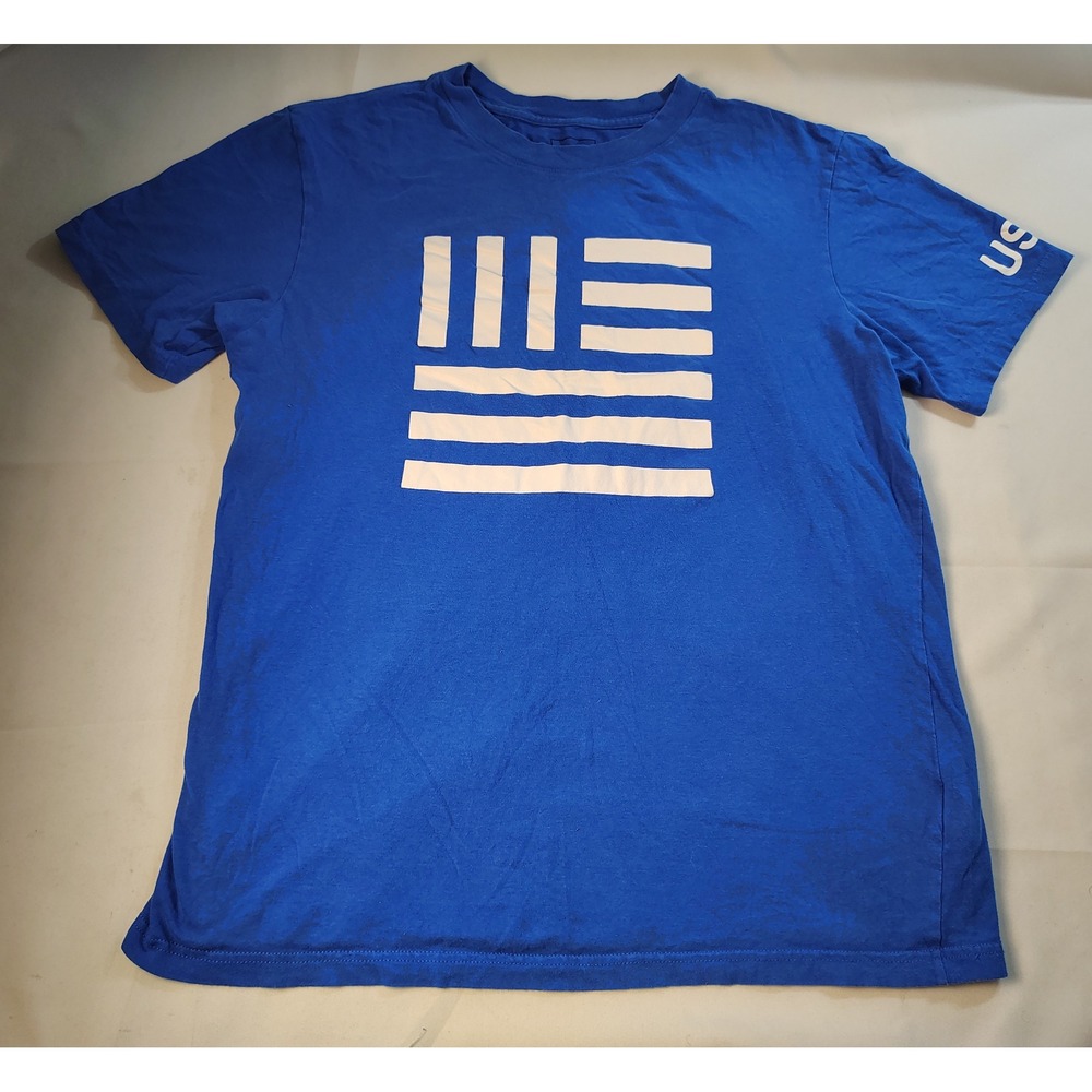 The North Face USA Flag Graphic T-Shirt Mens Med Blue Cotton Patriotic Crew Neck